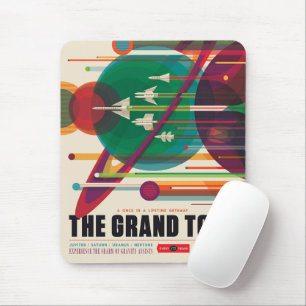 Retro Space Travel Poster- Solar System Grand Tour Mouse Mat