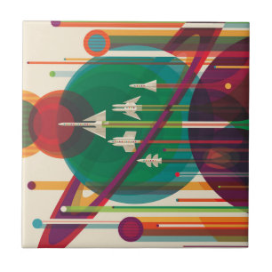 Retro Space Travel Poster- Solar System Grand Tour Tile
