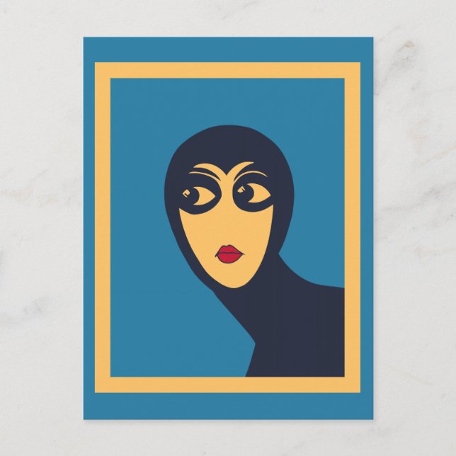 Retro space woman minimal Vector Art Postcard (Front)