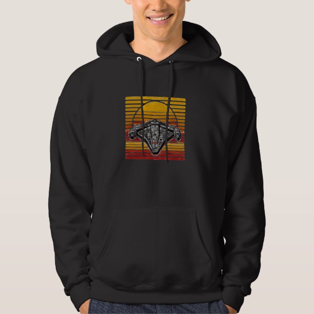 Retro Spaceship Vintage Sunset Sci-Fi Hoodie (Front)