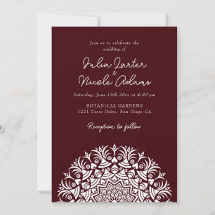Retro Spanish Abstract Floral Mandala Wedding Invitation