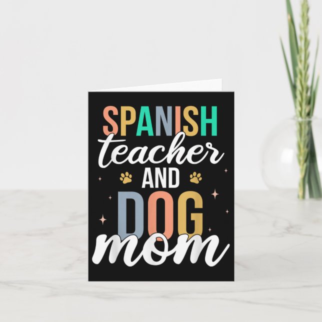 Retro Spanish Teacher &amp; Dog Mum Funny First Da Card (Front)