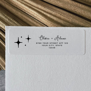Retro Sparkle Modern Wedding Return Address Label
