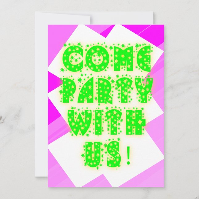 Retro Sparkle Neon Birthday Invitation (Front)