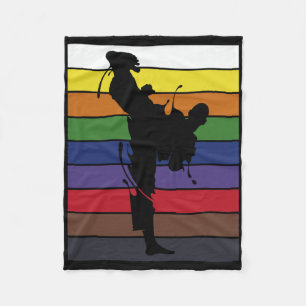 Retro Sparring Athlete Martial Arts Black Belt Kar Fleece Blanket