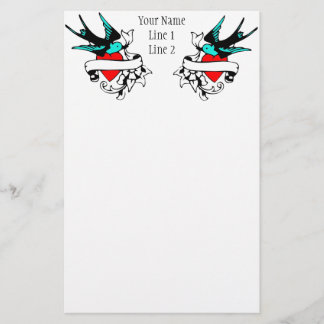 Retro Sparrow Tattoo Binder Stationery