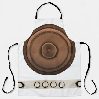 Retro speakers: brown, isolated white. apron