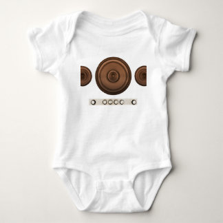 Retro speakers: brown, isolated white. baby bodysuit