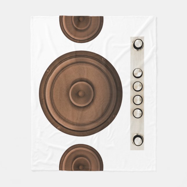 Retro speakers: brown, isolated white. fleece blanket (Front)