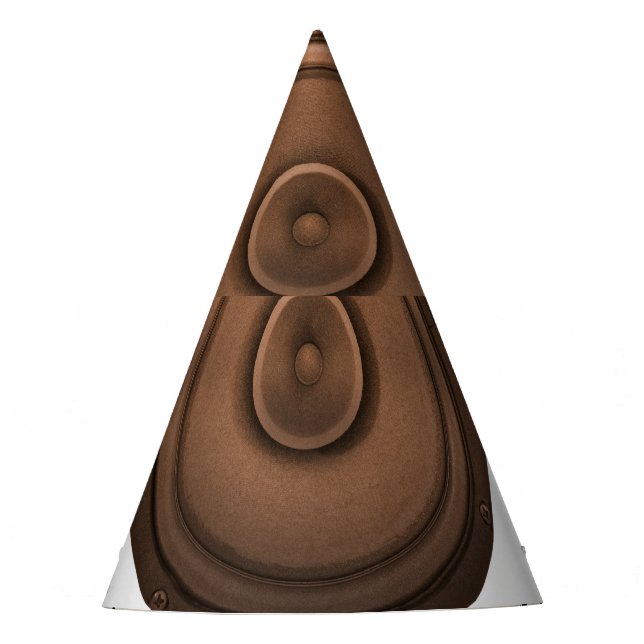 Retro speakers: brown, isolated white. party hat (Front)