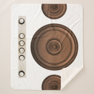 Retro speakers: brown, isolated white. sherpa blanket
