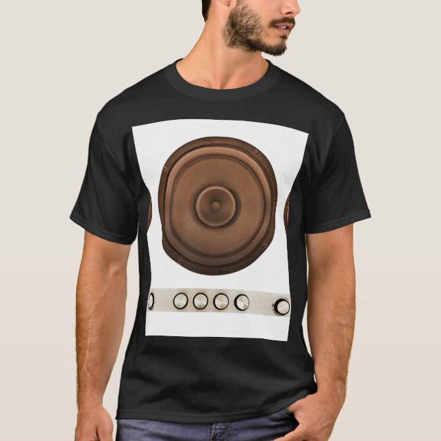 Retro speakers: brown, isolated white. T-Shirt (Front)