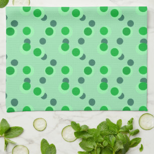 Retro spearmint dream mid-century circles tea towel