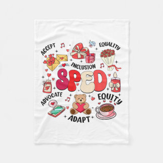 Retro Special Education Sped Teacher Valentine's D Fleece Blanket