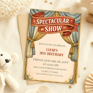 Retro Spectacular Show Vintage Circus Birthday Invitation