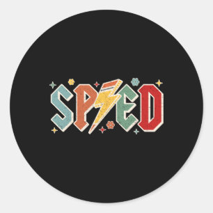 Retro Sped Teacher Pencil Lightning Bolt Back To S Classic Round Sticker