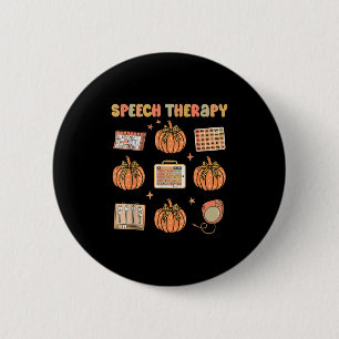 Retro Speech Therapy Slp Fall Pumpkin Speech Thera 6 Cm Round Badge