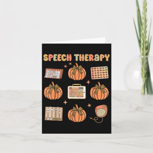 Retro Speech Therapy Slp Fall Pumpkin Speech Thera Card (Front)