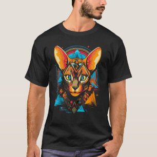 Retro Sphynx Cat Lover Owner Sphynx Cat Geometric T-Shirt