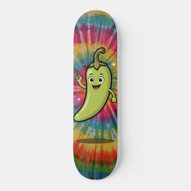Retro Spicy Green Pepper Skateboard (Front)