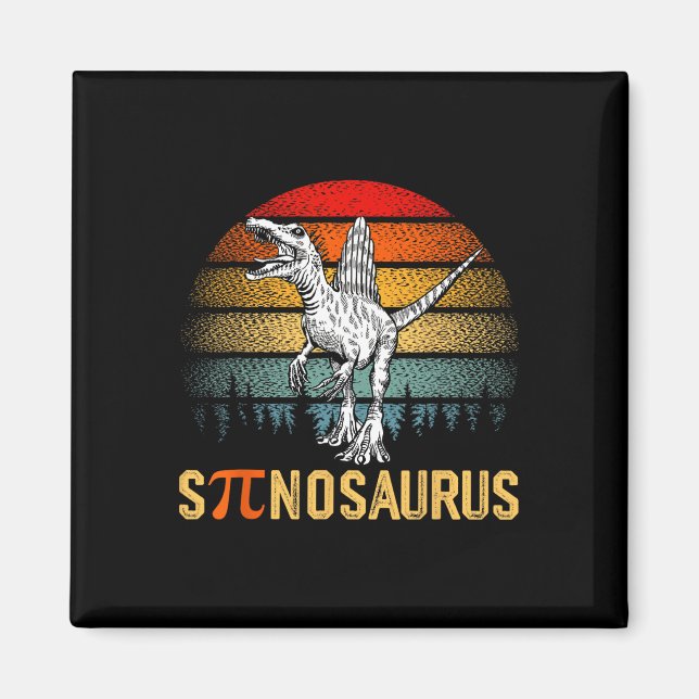Retro Spinosaurus Happy Pi Day  Magnet (Front)