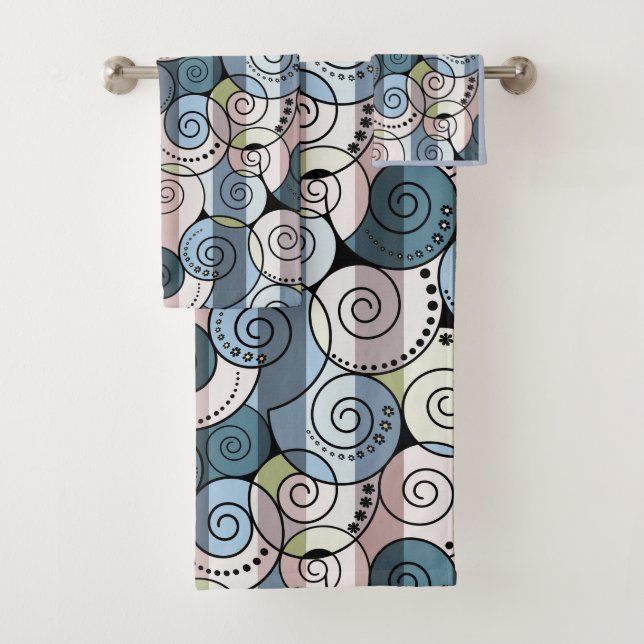 Retro, spiral bath towel set (Insitu)