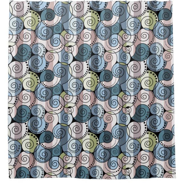 Retro, spiral shower curtain (Front)