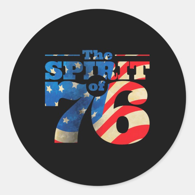Retro Spirit Of 76 4th Of July Shirt  Classic Round Sticker (Front)