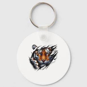 Retro Spirit Tiger Face Shirt Design Footll Tiger Key Ring