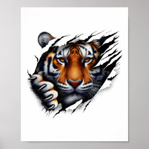 Retro Spirit Tiger Face Shirt Design Footll Tiger Poster