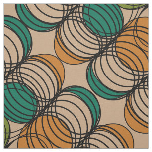 Retro Spiro-graph Circles Abstract Patterned Fabric