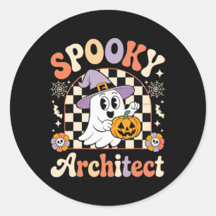 Retro Spooky Architect Halloween Architectural Pum Classic Round Sticker