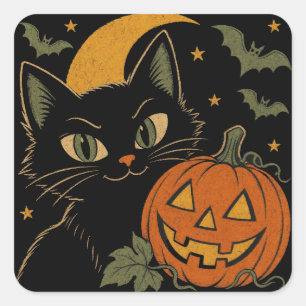 Retro Spooky Autumn Square Sticker