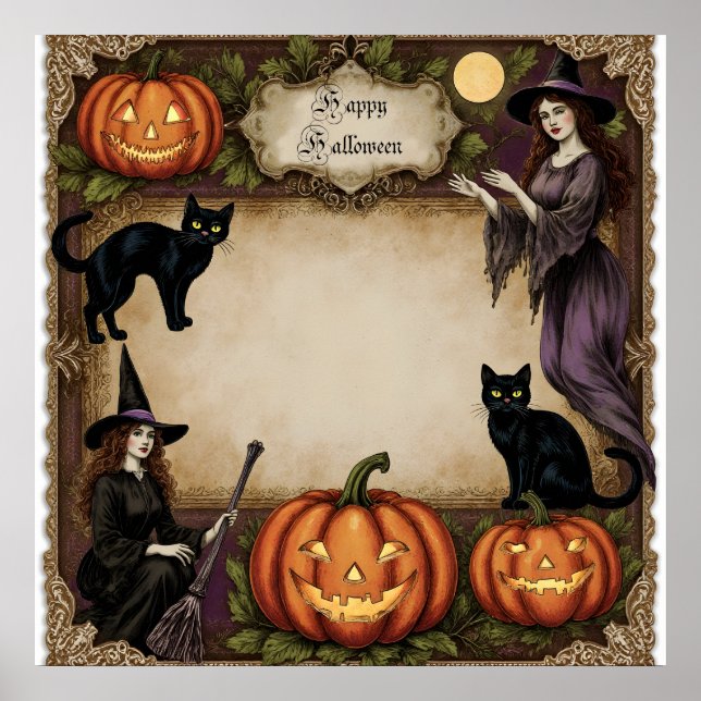Retro Spooky Halloween Greeting Card  Poster (Front)