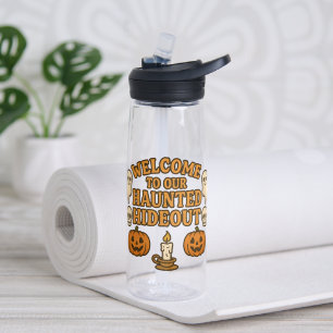 Retro Spooky Haunted Ghosts Hideout Cute Halloween Water Bottle