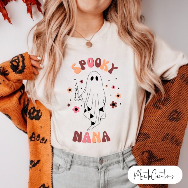 Retro Spooky Nana Halloween, Spooky Vibes Nana. T-Shirt (Creator Uploaded)