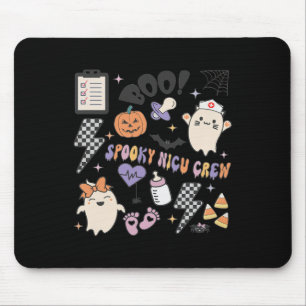 Retro Spooky Nicu Nurse Halloween Cute Pumpkin Gho Mouse Mat