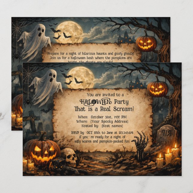 Retro Spooky Night Invitation  (Front/Back)