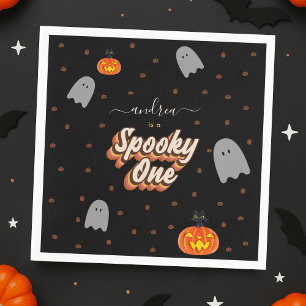 Retro Spooky One 1st Halloween Birthday Party Napkin