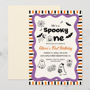 Retro Spooky One First Halloween Birthday Party Invitation