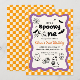 Retro Spooky One First Halloween Birthday Party Invitation
