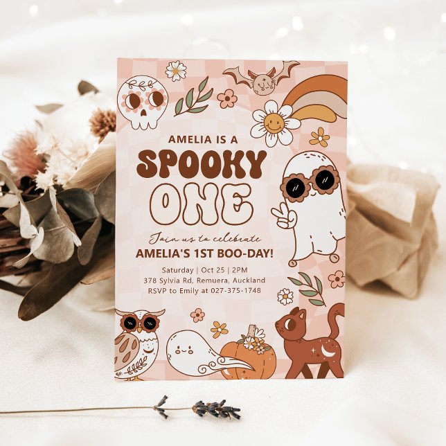 Retro Spooky One Halloween Birthday Invitation (Creator Uploaded)