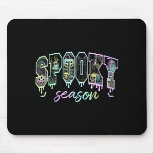 Retro Spooky Season Black Cat Ghost Pumpkin Mouse Mat
