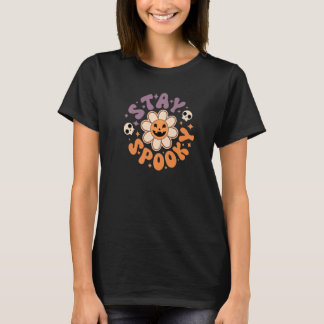 Retro Spooky Season Creepy Flower Spooky Vibes Hal T-Shirt