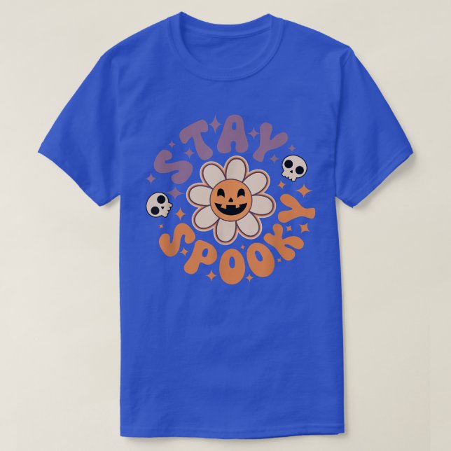 Retro Spooky Season Creepy Flower Spooky Vibes Hal T-Shirt (Design Front)