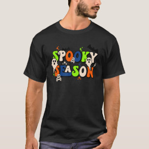 Retro Spooky Season Groovy Cute Ghost Halloween Sp T-Shirt