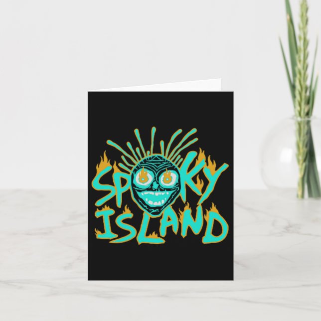Retro Spooky Skull Funny Halloween 2 Sided  Card (Front)