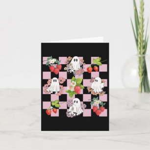 Retro Spooky Strawberry Ghost Halloween Ghost Cott Card