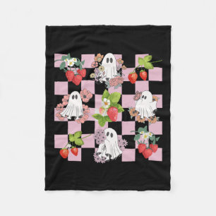 Retro Spooky Strawberry Ghost Halloween Ghost Cott Fleece Blanket