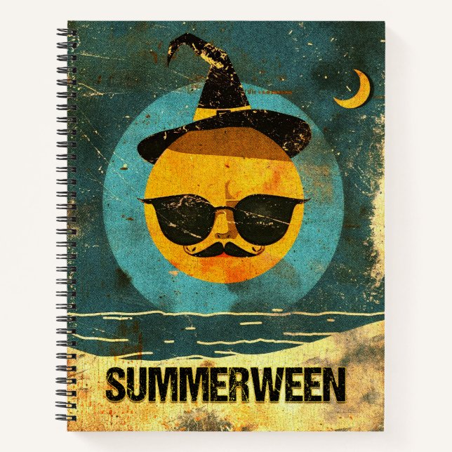 Retro Spooky Summer Goth Witch's Sun Notebook (Front)